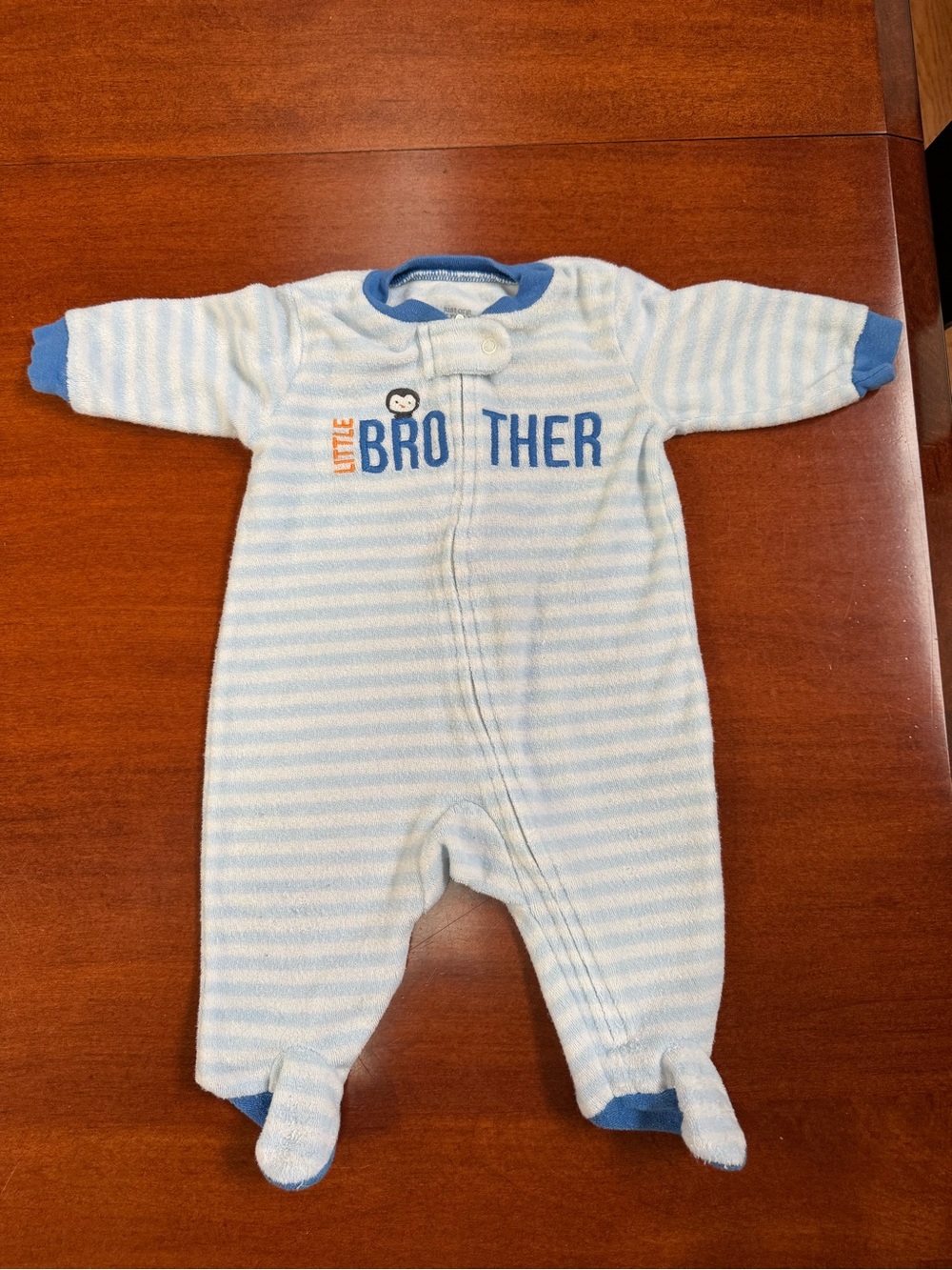 Carter’s Just One You Baby Boy 3M Little Brother Striped Fleece Footed Sleeper